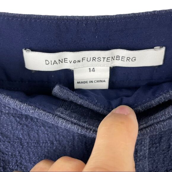Dvf Diane Von Furstenberg Nicola Midnight Blue Wide Leg Pants Size 14 - Picture 6 of 9